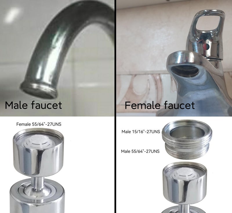 BOARNE Wide Angle Faucet Aerator,kitchen bathroom faucet nozzle aerator,faucet extender, 360 degree swivel dual flow sprayer for sink tap head, rotatable water splash filter (80 Angle) - Image 3